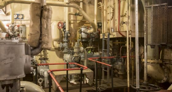 Navy ship engine room