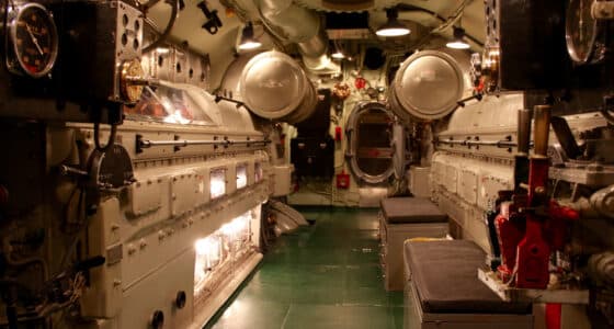 Navy ship engine room
